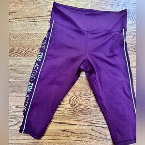 Ziya active cropped leggings - purple logo stripe